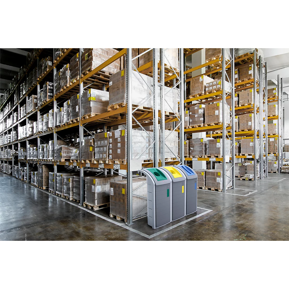 Afvalsorteersysteem Hailo ProfiLine WSB Design Plus XXXL, ABS, grijs, 120 l, met 3 binnenemmers in verschillende kleuren