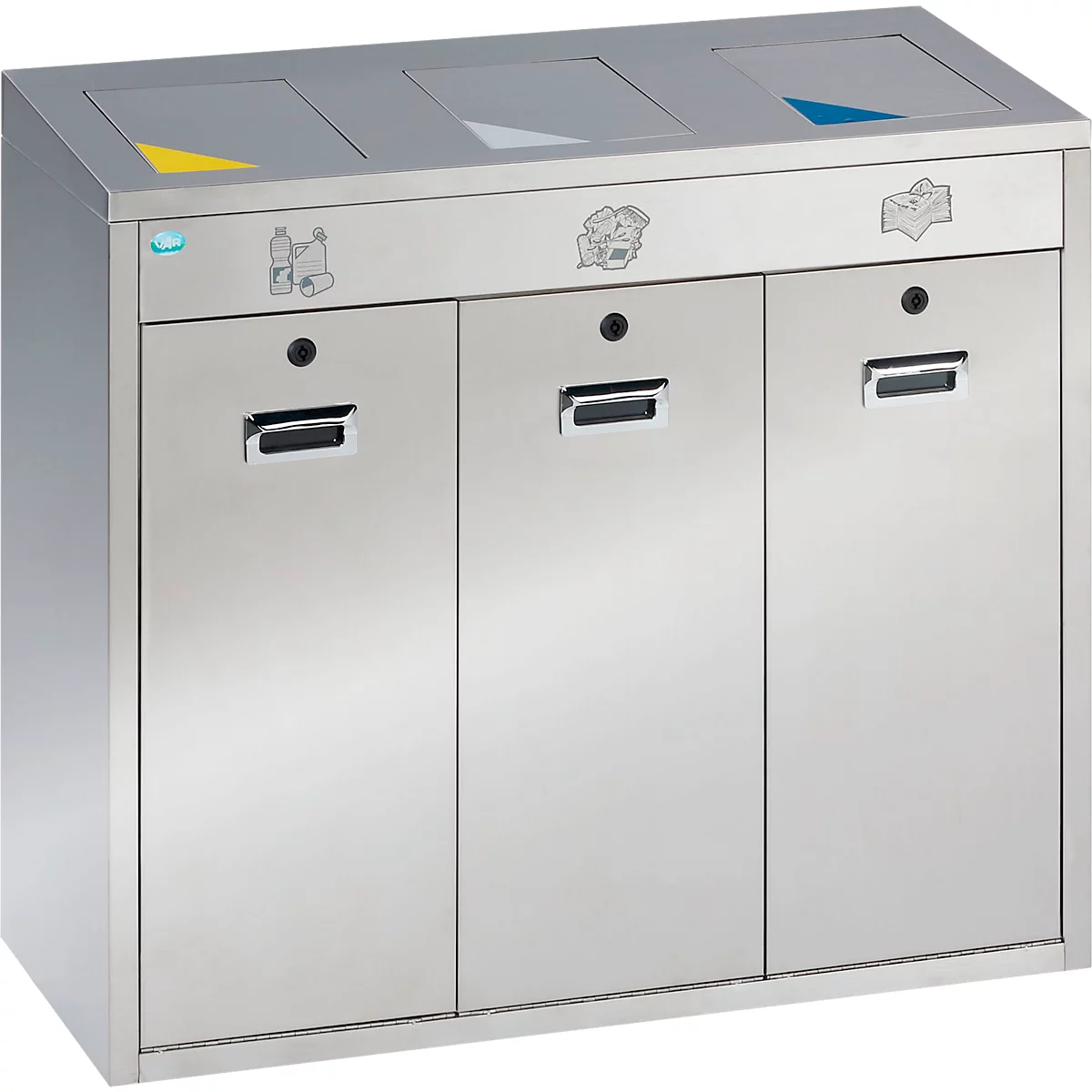 Afvalsorteersysteem VAR 3 x 48 liter, rvs