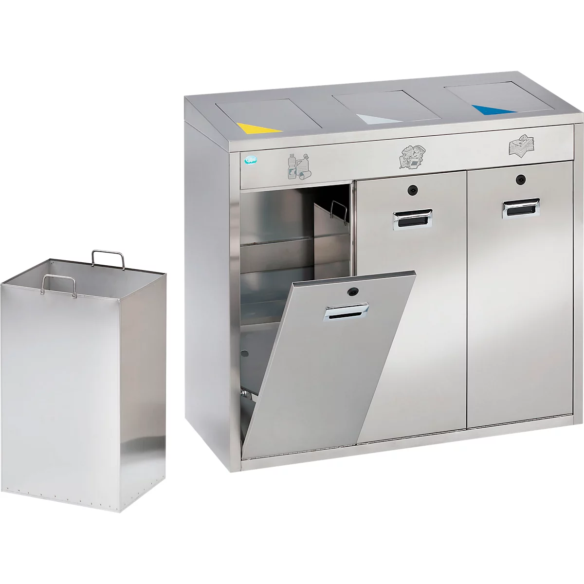 Afvalsorteersysteem VAR 3 x 48 liter, rvs