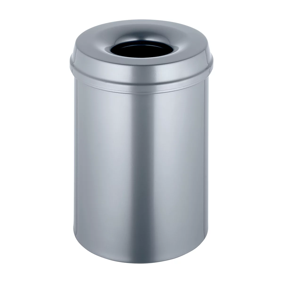 Afvalverzamelaar 15 l zelfblussend, romp zilver/deksel zilver