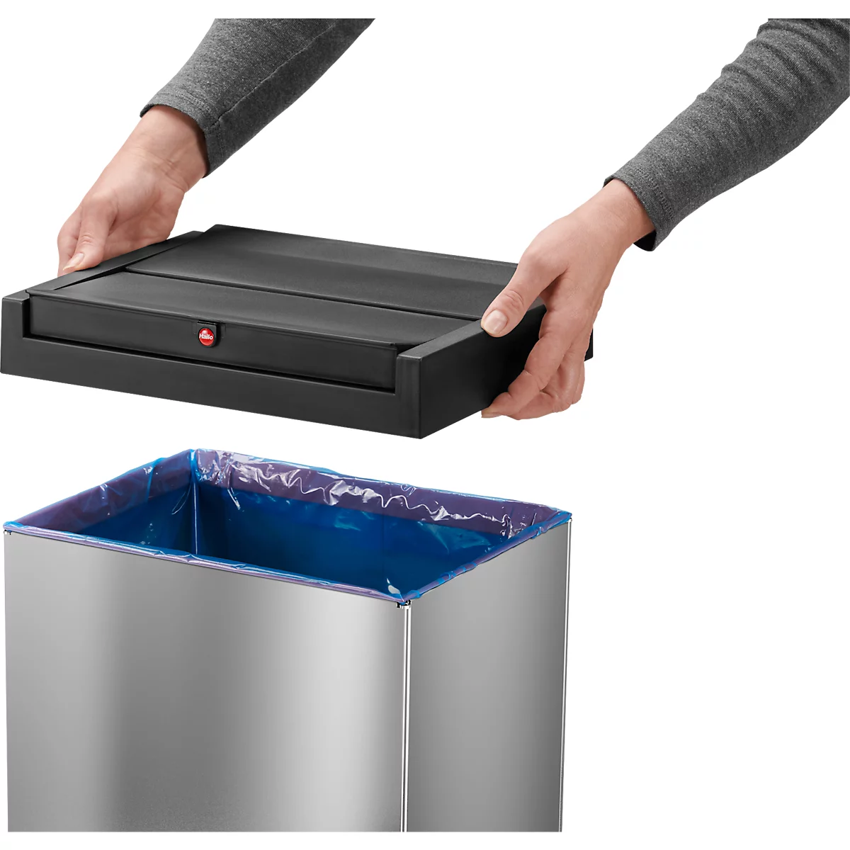 Afvalverzamelaar Hailo Big-Box Swing XL, 52 l, rechthoekig, swingdeksel, rvs