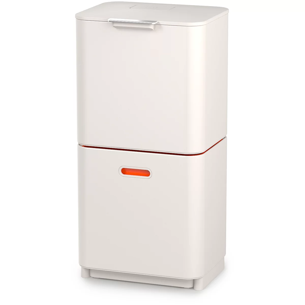 Afvalverzamelaar Intelligent Waste Totem, rechthoekig, open vak + schuiflade, 60 l, met deksel, rvs, witgrijs