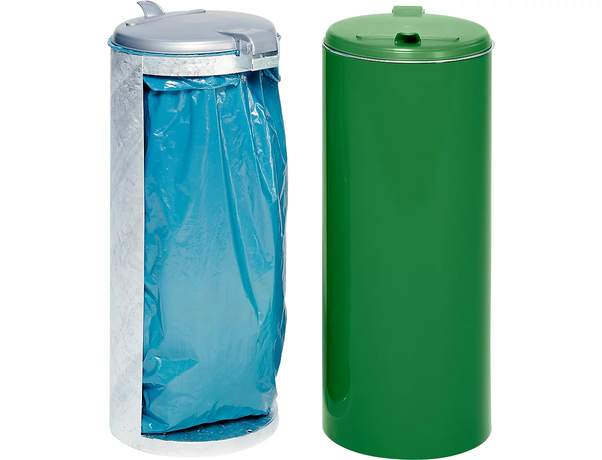 Afvalverzamelaar met opening achterzijde, groen, gewicht 8,75 kg