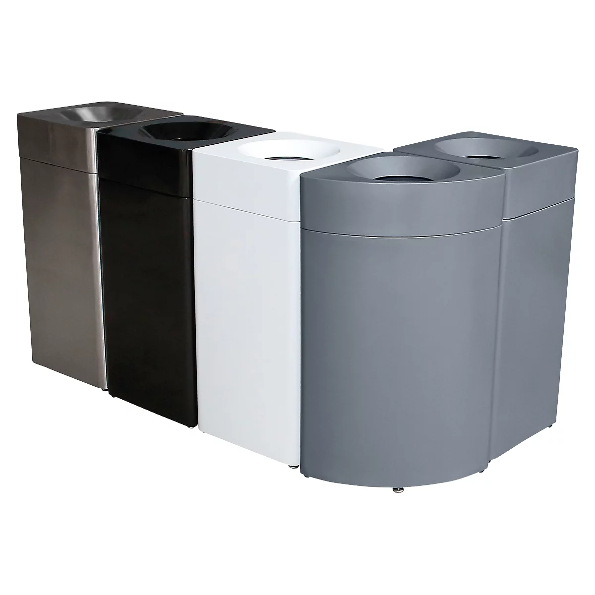 Afvalverzamelaar Orgavente, staal, volume 30 l, driehoekig, B 350 x D 350 x H 760 mm, zelfblussende emmer, zwart