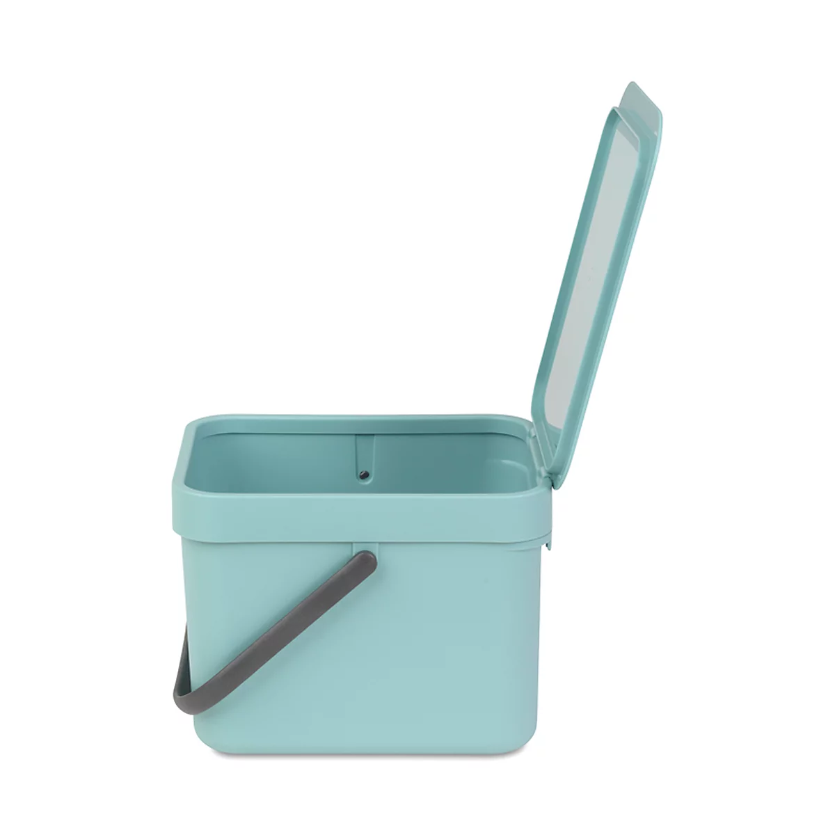 Afvalverzamelaar Sort & Go, rechthoekig, met wandhouder, deksel & handgreep, 6 l, kunststof, mintgroen