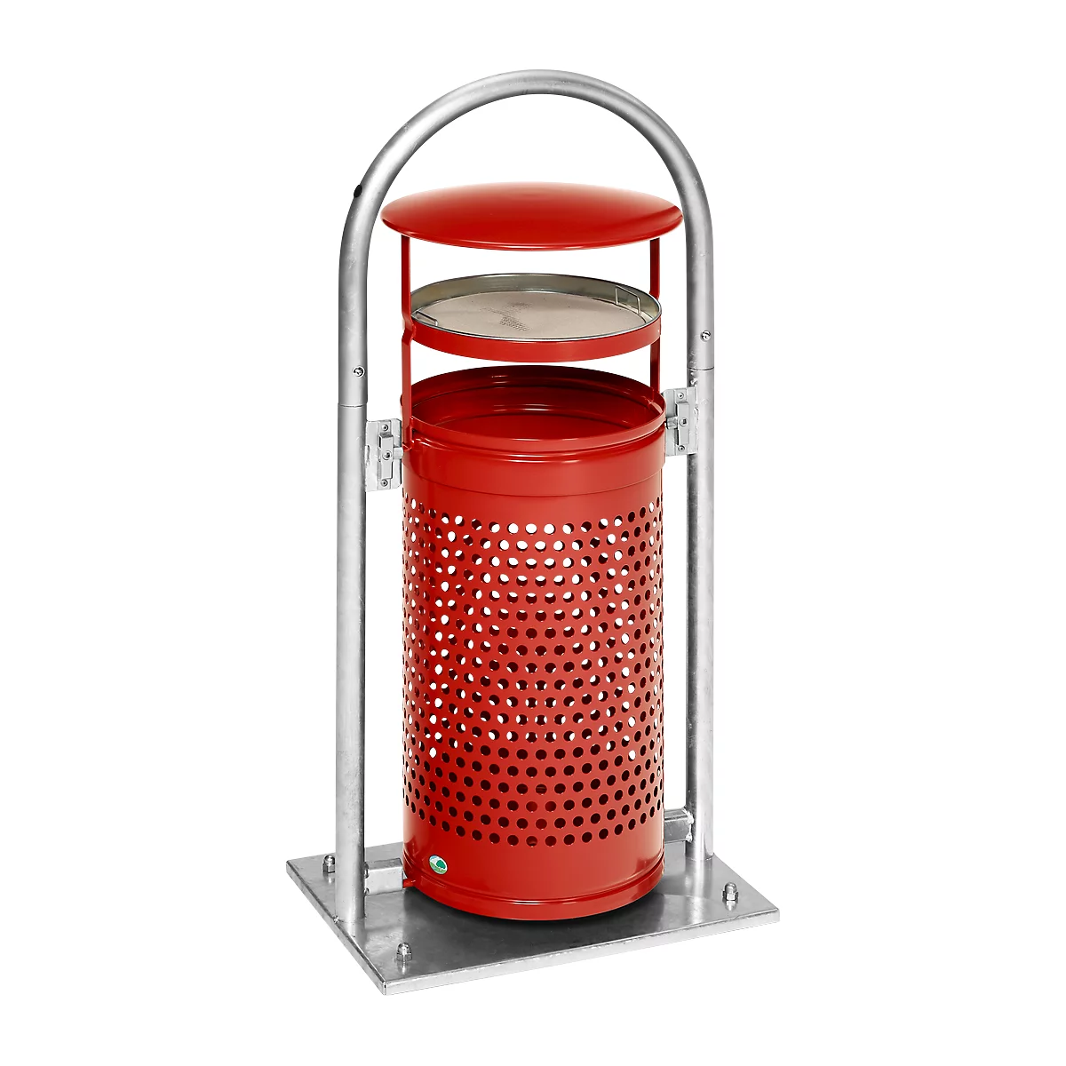 Afvalverzamelaar - staal - met asbakinzet - 65 L - rood