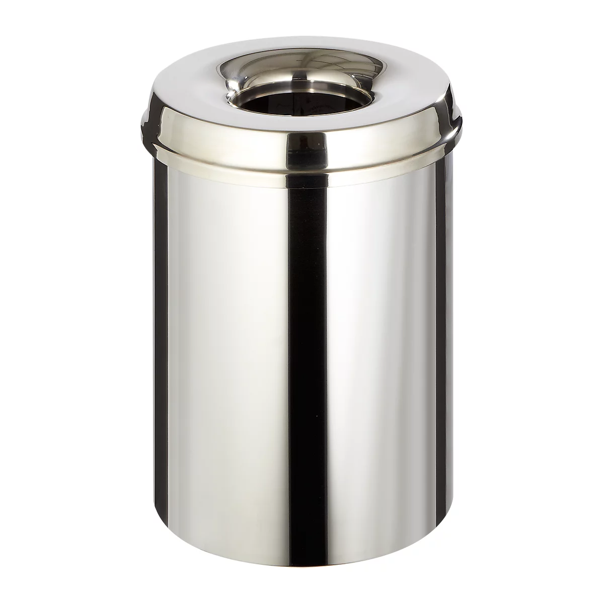 Afvalverzamelaar voor binnengebruik, 30 l, zelfblussend, romp rvs/deksel rvs