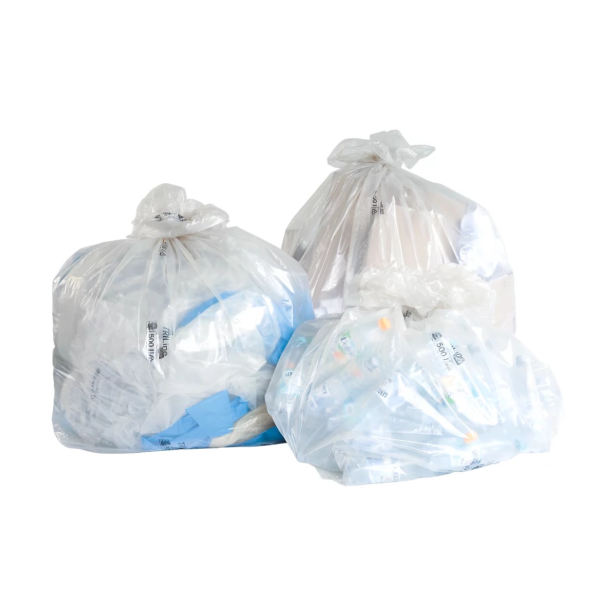 Afvalzakken TRILine® - in gerecycleerd PE - L 1250 x B 850 x H 2200 mm - 2500 L - 40 micron - 25 stuks