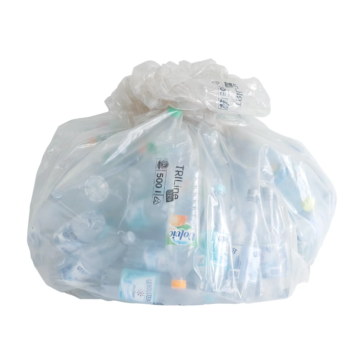 Afvalzakken TRILine® - in gerecycleerd PE - L 790 x B 660 x H 1800 mm - 500 L - 40 micron - 50 stuks