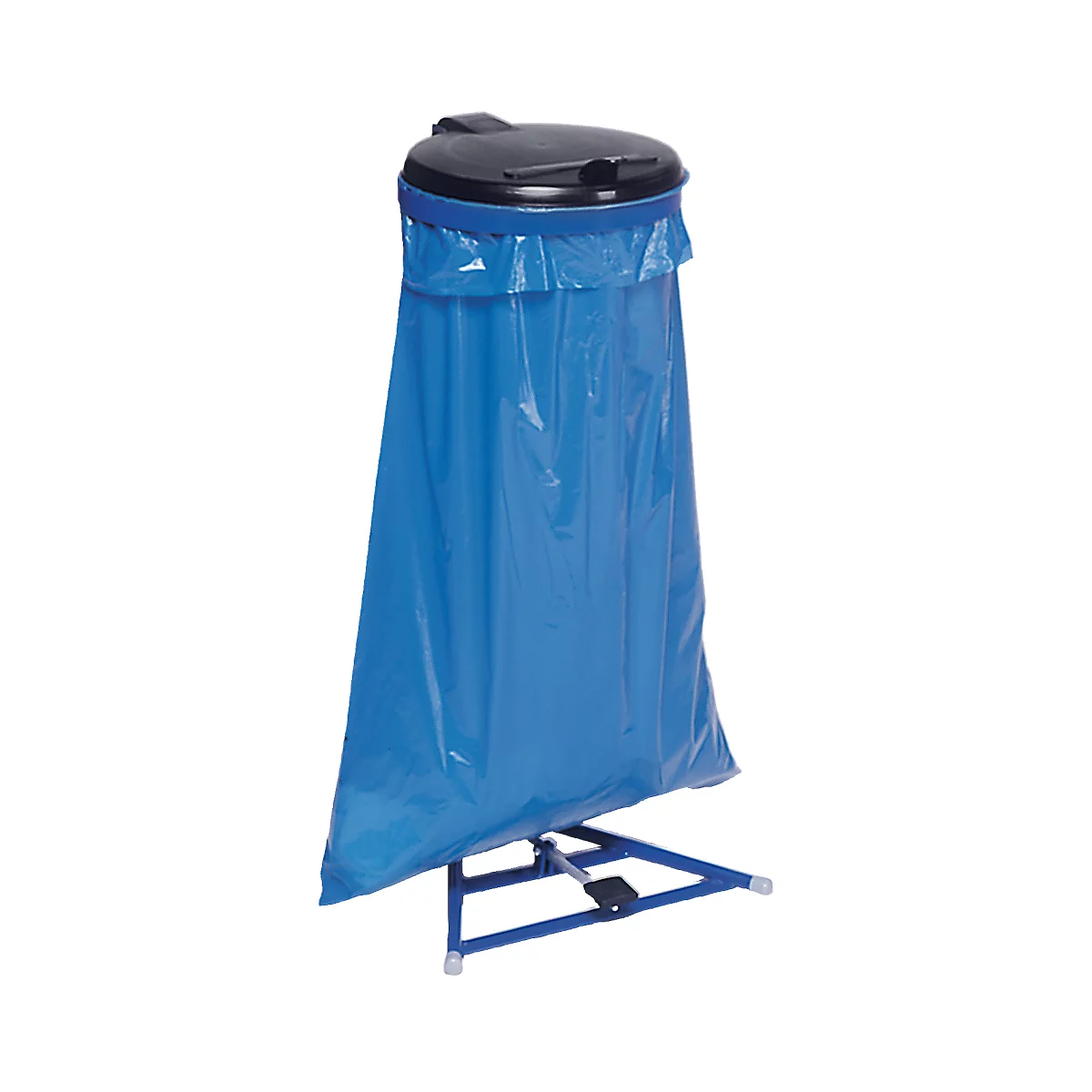 Afvalzakstandaard voor afvalzakken van 120 liter, met deksel en voetpedaal, gentiaanblauw