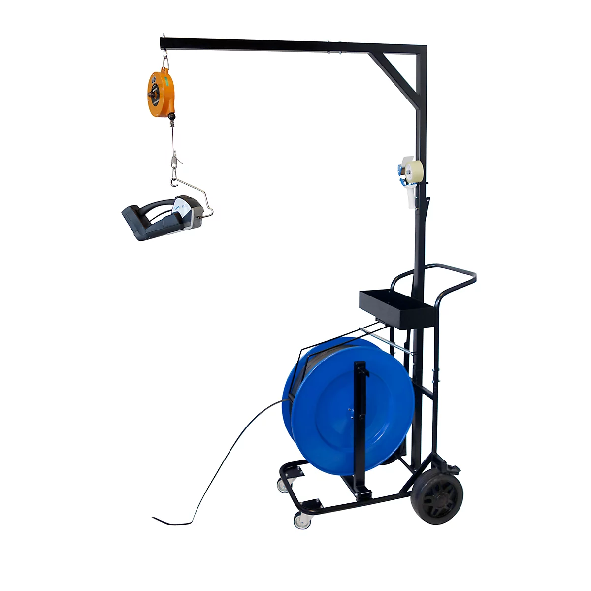 Afwikkelaar BW-XL, voor kunststofbanden van PET &amp; PP met kern Ø 406 mm, B 800 x D 650 x H 2210 mm, staal