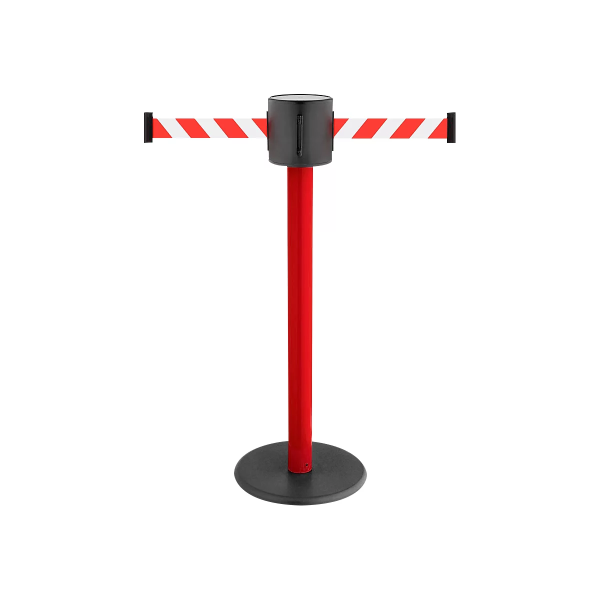 Afzetpaal GLAD 28, L 350 x B 350 x H 1000 mm, dubbele trekband, trekband 2 x 4 m, rood