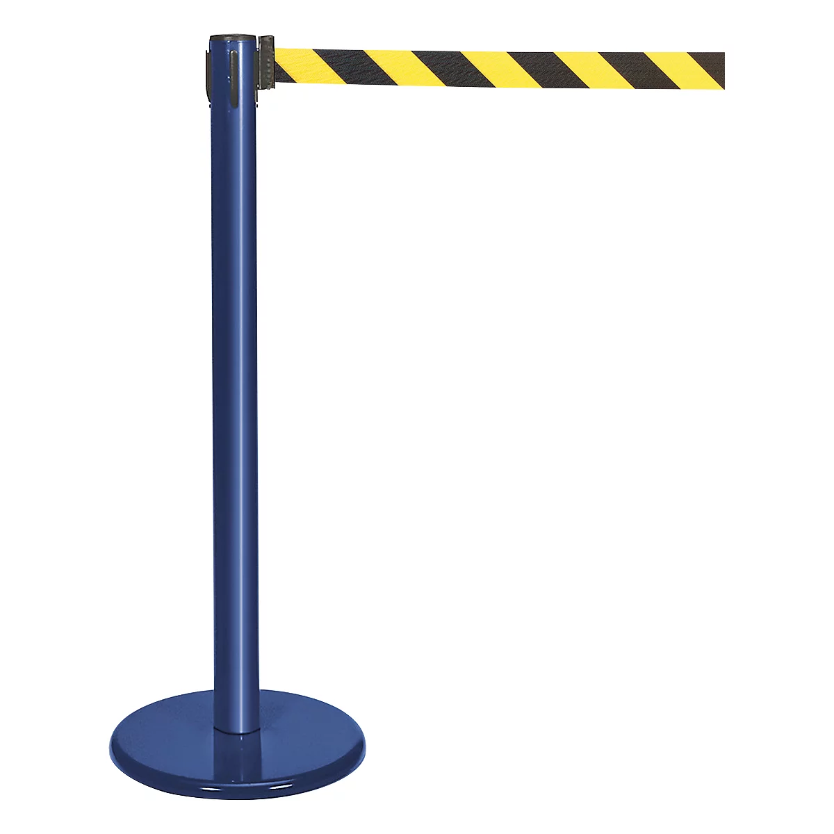 Afzetpaal met trekband blauw, band zwart/geel