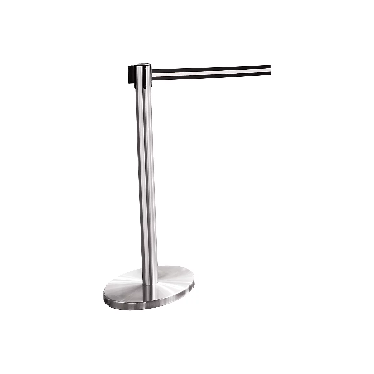 Afzetpaal met trekband chroom, trekband zwart/wit