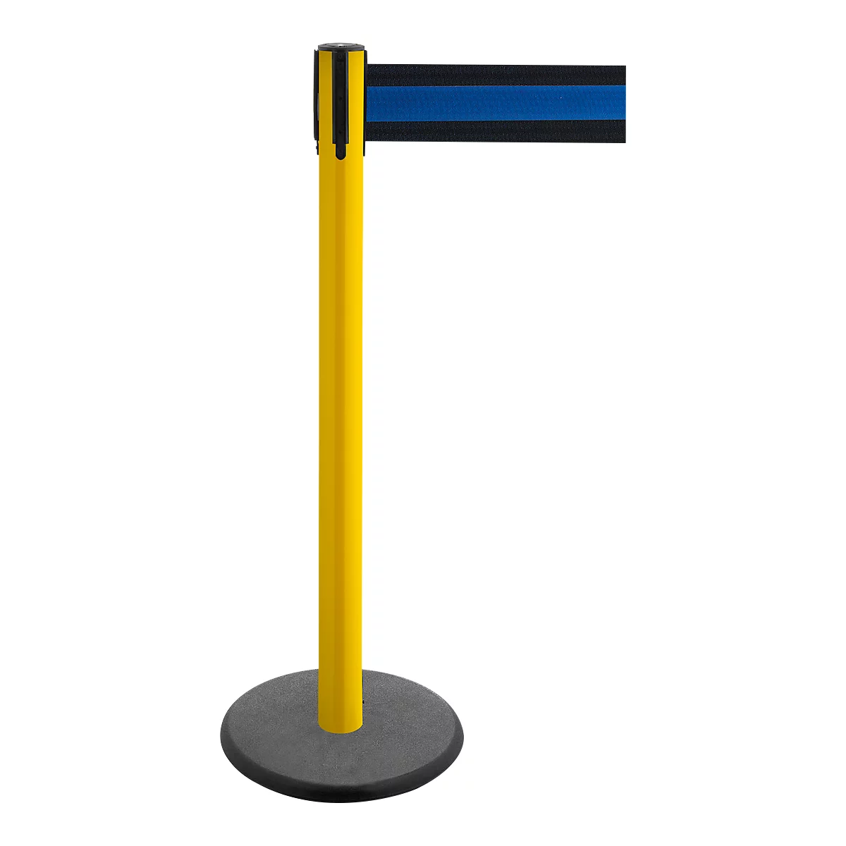 Afzetpaal met trekband GLA 29, geel, trekband zwart/blauw