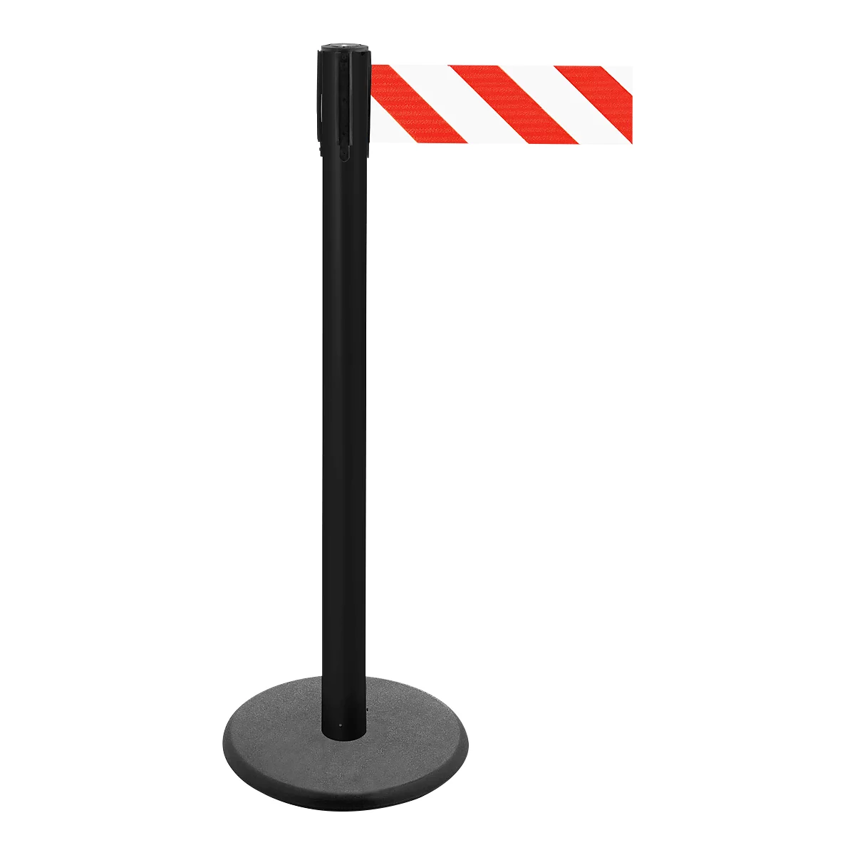 Afzetpaal met trekband GLA 29, zwart, trekband rood/wit