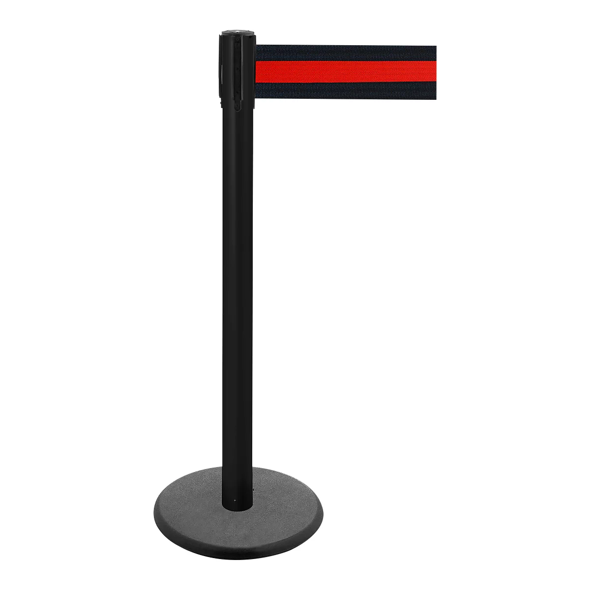 Afzetpaal met trekband GLA 29, zwart, trekband zwart/rood
