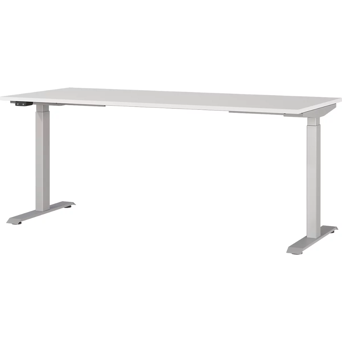 Agenda bureau, elektrisch in hoogte verstelbaar, B 1800 x D 800 x H 720-1200 mm, lichtgrijs/zilver + geheugen USB-paneel