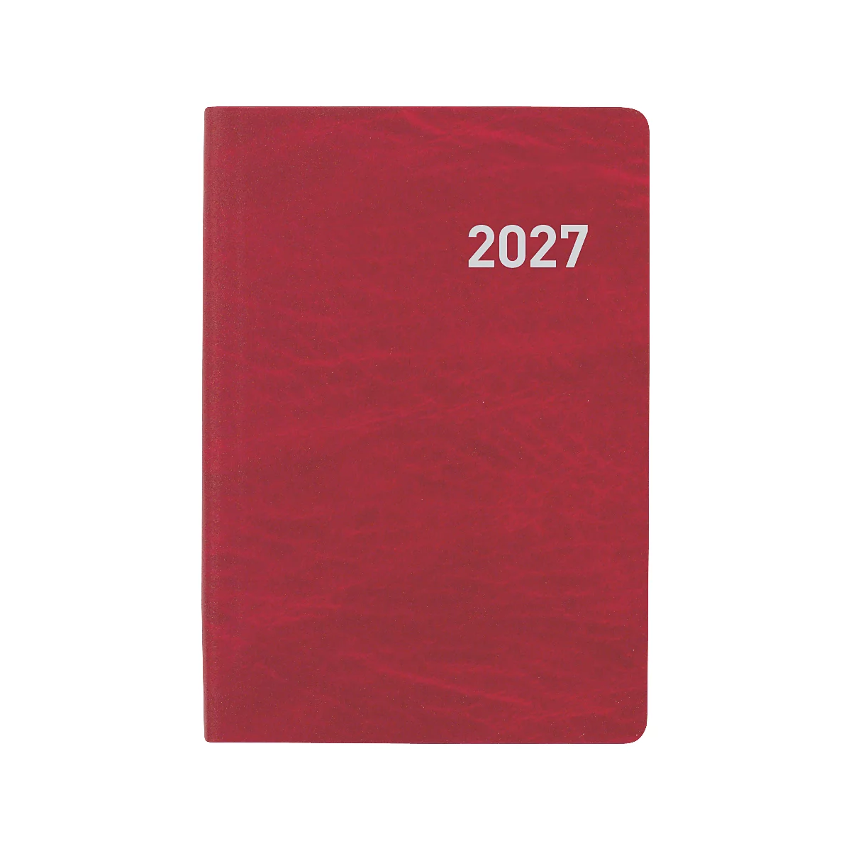 Carnet rouge avec l'année blanche 2027.