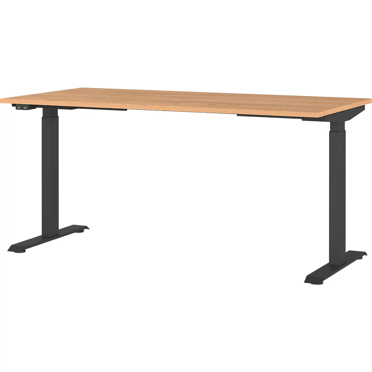 Agenda Home bureau, elektrisch in hoogte verstelbaar, B 1600 x D 800 x H 720-1200 mm, Eiken kleinzoon/zwart + geheugen USB-paneel