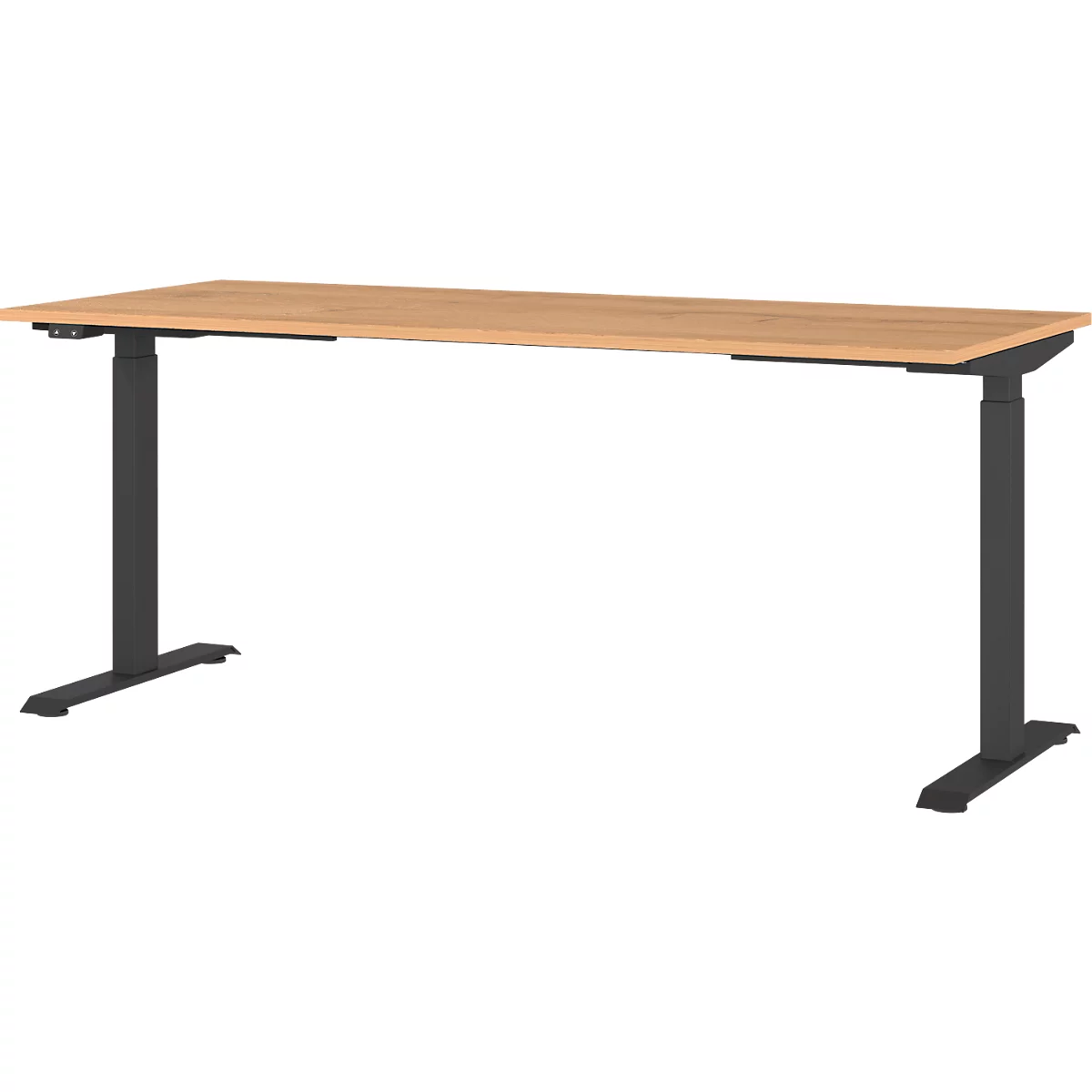 Agenda Home bureau, elektrisch in hoogte verstelbaar, B 1800 x D 800 x H 720-1200 mm, Eiken kleinzoon/zwart + geheugen USB-paneel