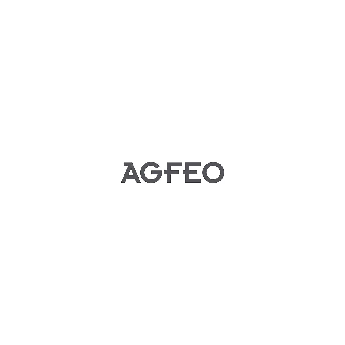 Das graue Firmenlogo von AGFEO auf weißem Hintergrund.
