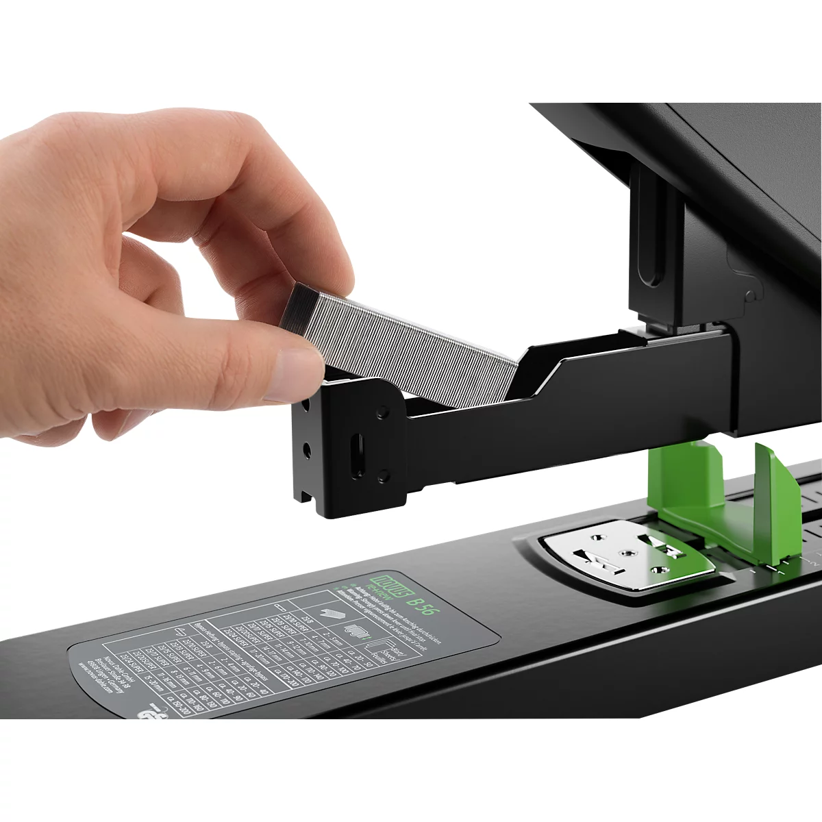 Agrafeuse NOVUS B 56 re+new, pour agrafes type 23/8 à 23/24, jusqu'à 200 feuilles, mécanisme de chargement, ABS, métal plein &amp; plastique recyclé