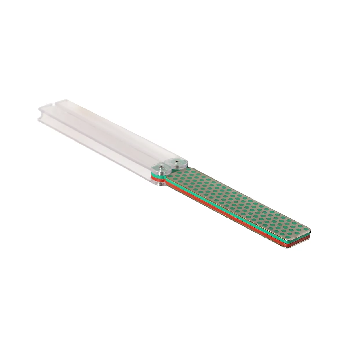 Aiguisoir diamant DMT DiaFold, conique, double face fine 25 µ/extra fine 9 µ, peut être utilisé à sec et à l'eau, poignées pliantes, L 240 mm, rouge-vert