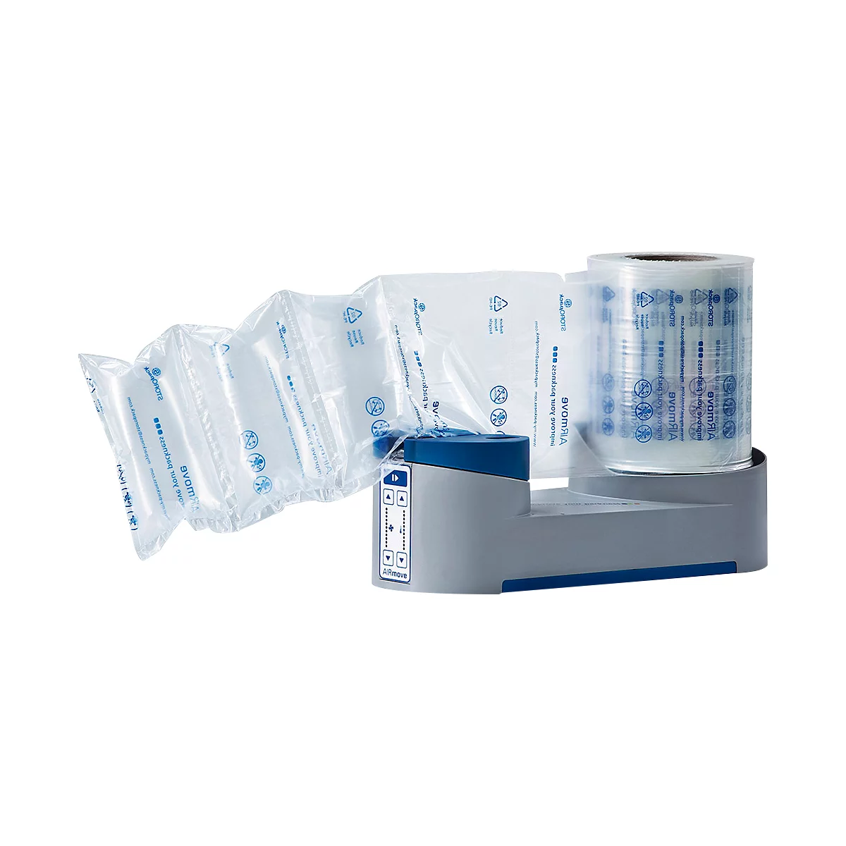 Air cushion machine with blue and white elements.
