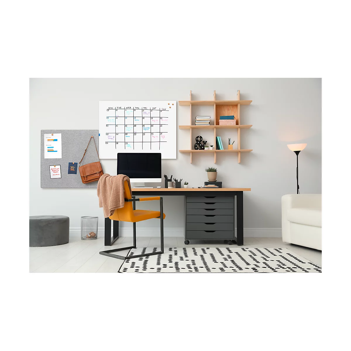 Akoestisch prikbord omhoog, absorptieklasse C, dikte 24 mm, textiel &amp; recyclage PET, grijs of beige, diverse afmetingen