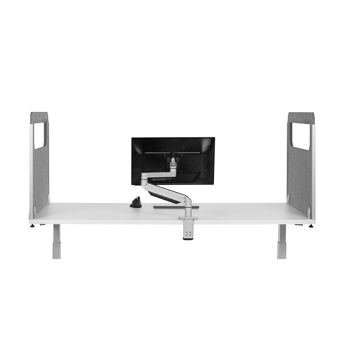 Akoestische scheidingswand BE Safety Screen zijwand, met acrylvenster, dikte 10 mm, B 600 x D 600 mm, lichtgrijs