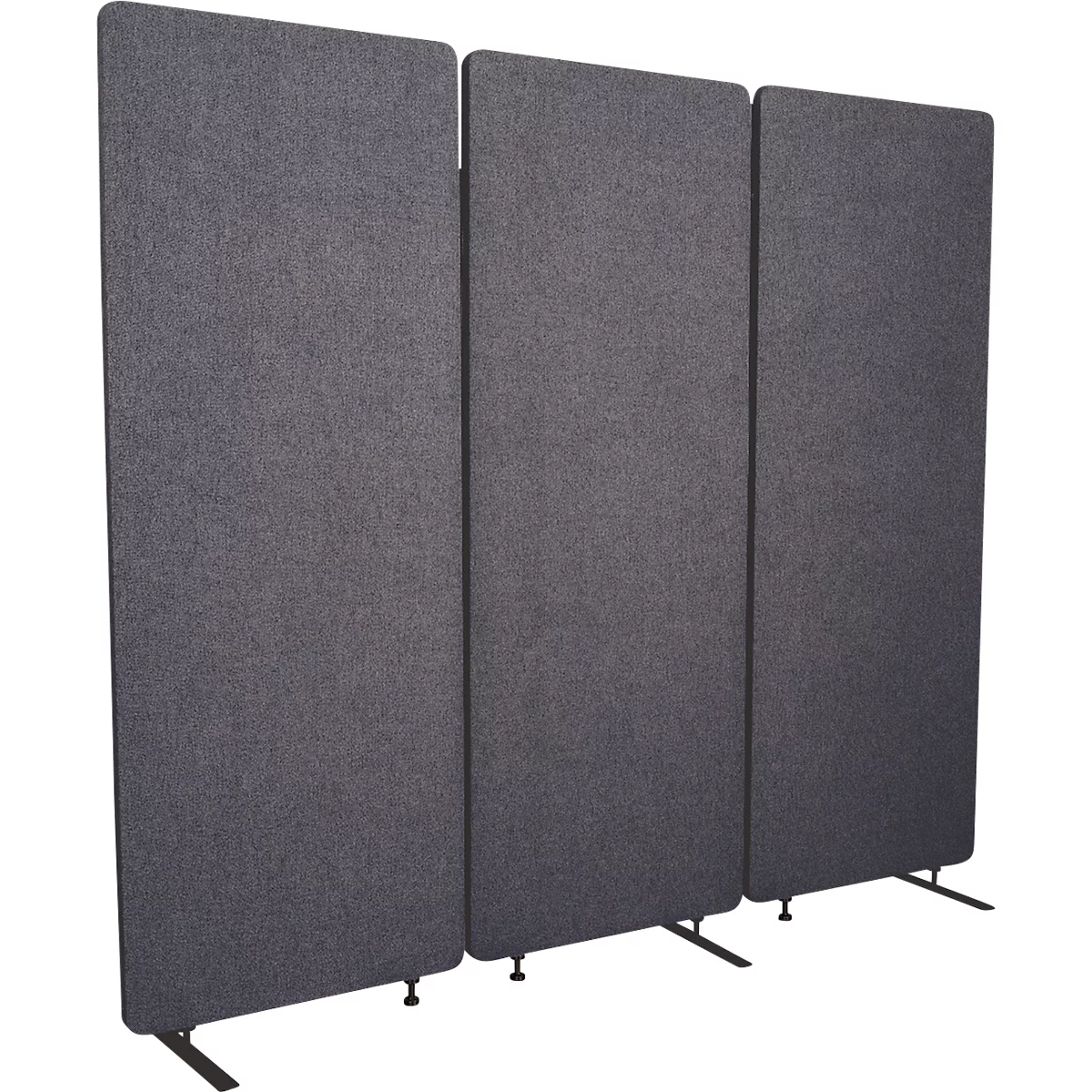 Akoestische scheidingswand Luxor - 3 panelen - Post-Consumer Recyclingmaterialien - B 1830 x D 35 x H 1680 mm - leigrijs