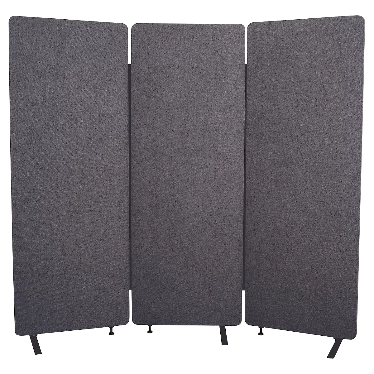 Akoestische scheidingswand Luxor - 3 panelen - Post-Consumer Recyclingmaterialien - B 1830 x D 35 x H 1680 mm - leigrijs