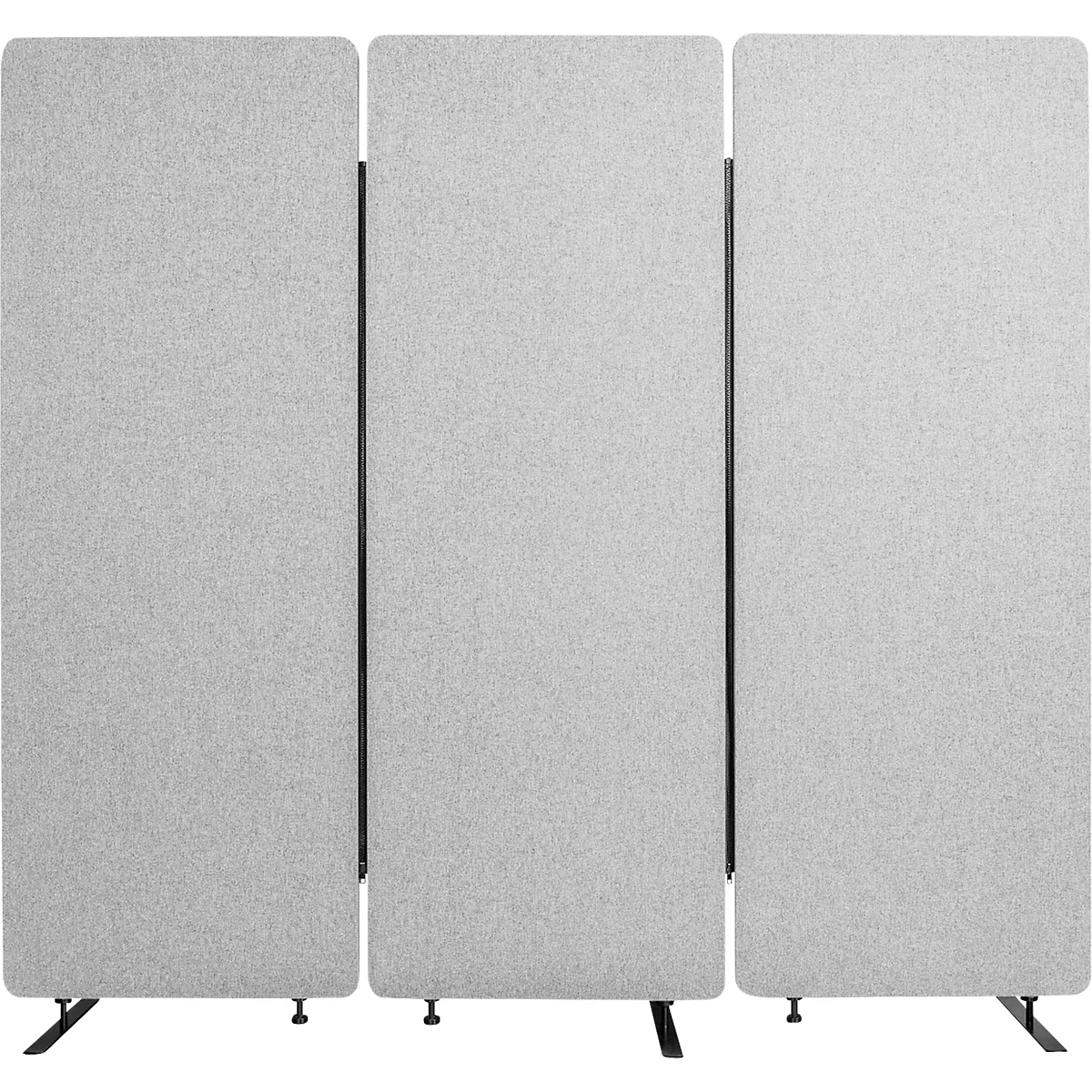 Akoestische scheidingswand Luxor - 3 panelen - Post-Consumer Recyclingmaterialien - B 1830 x D 35 x H 1680 mm -lichtgrijs