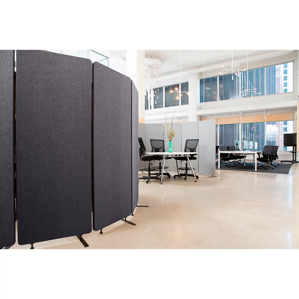 Akoestische scheidingswand Luxor - 3 panelen - Post-Consumer Recyclingmaterialien - B 1830 x D 35 x H 1680 mm -lichtgrijs