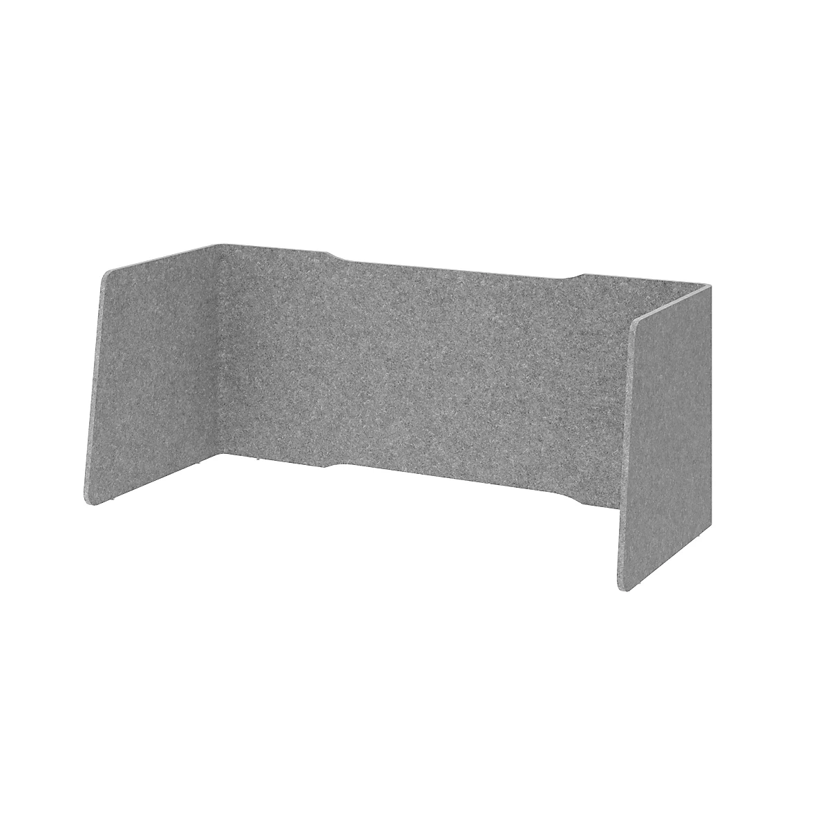 Akoestische scheidingswand, voor 1600 mm brede bureaus, geluidsabsorptieklasse C, kabelgeleiding, B 1540 x D 650 x H 605 mm, geluidsabsorberend vlies, grijs gemoffeld