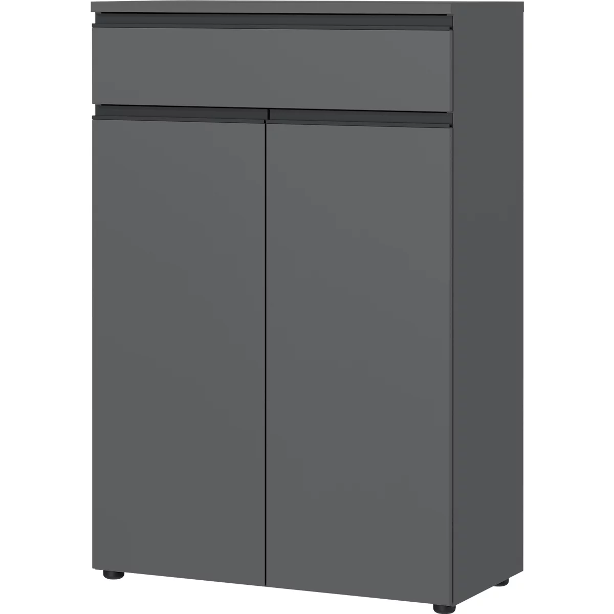 Aktenschrank Aalborg, 1 Schublade, 2 Türen, 2 Fachböden, Möbelgleiter, melaminharzbeschichtet, B 810 x T 400 x H 1200 mm, graphit