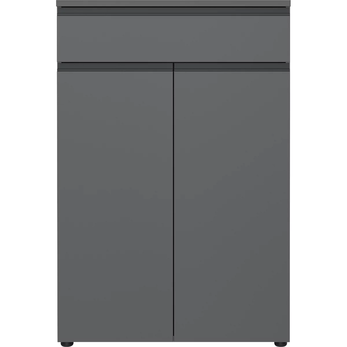 Aktenschrank Aalborg, 1 Schublade, 2 Türen, 2 Fachböden, Möbelgleiter, melaminharzbeschichtet, B 810 x T 400 x H 1200 mm, graphit