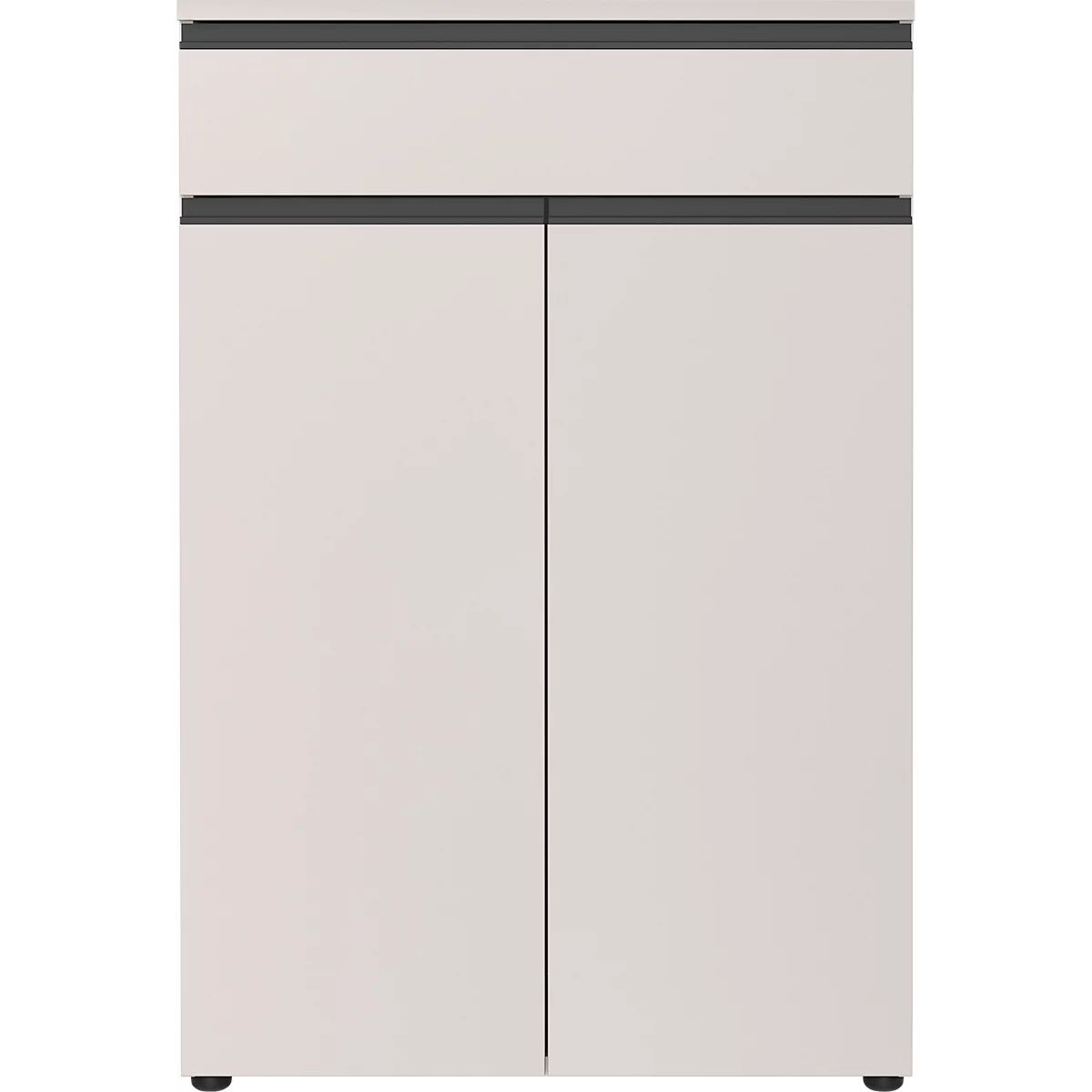 Aktenschrank Aalborg, 1 Schublade, 2 Türen, 2 Fachböden, Möbelgleiter, melaminharzbeschichtet, B 810 x T 400 x H 1200 mm, graphit