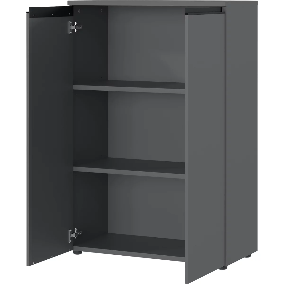 Aktenschrank Aalborg, 2 Türen, 2 Fachböden, Möbelgleiter, melaminharzbeschichtet, B 810 x T 400 x H 1200 mm, graphit