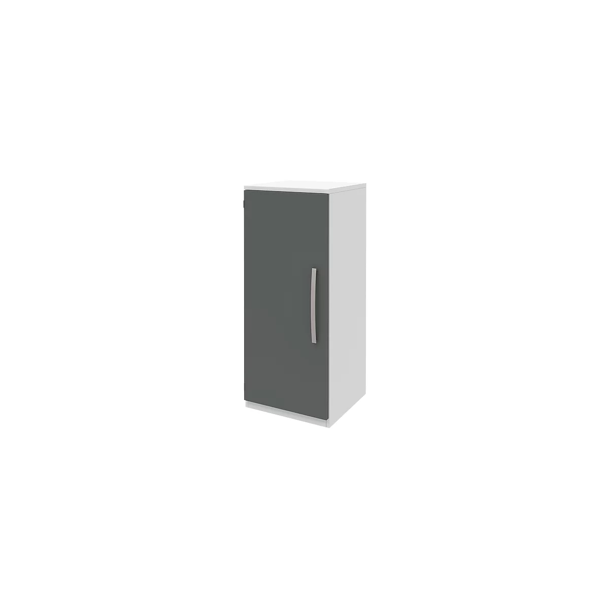 Aktenschrank BARI, 3 OH, 2 Böden, Türanschlag links, B 427 x T 430 x H 1117 mm, weiß/anthrazit