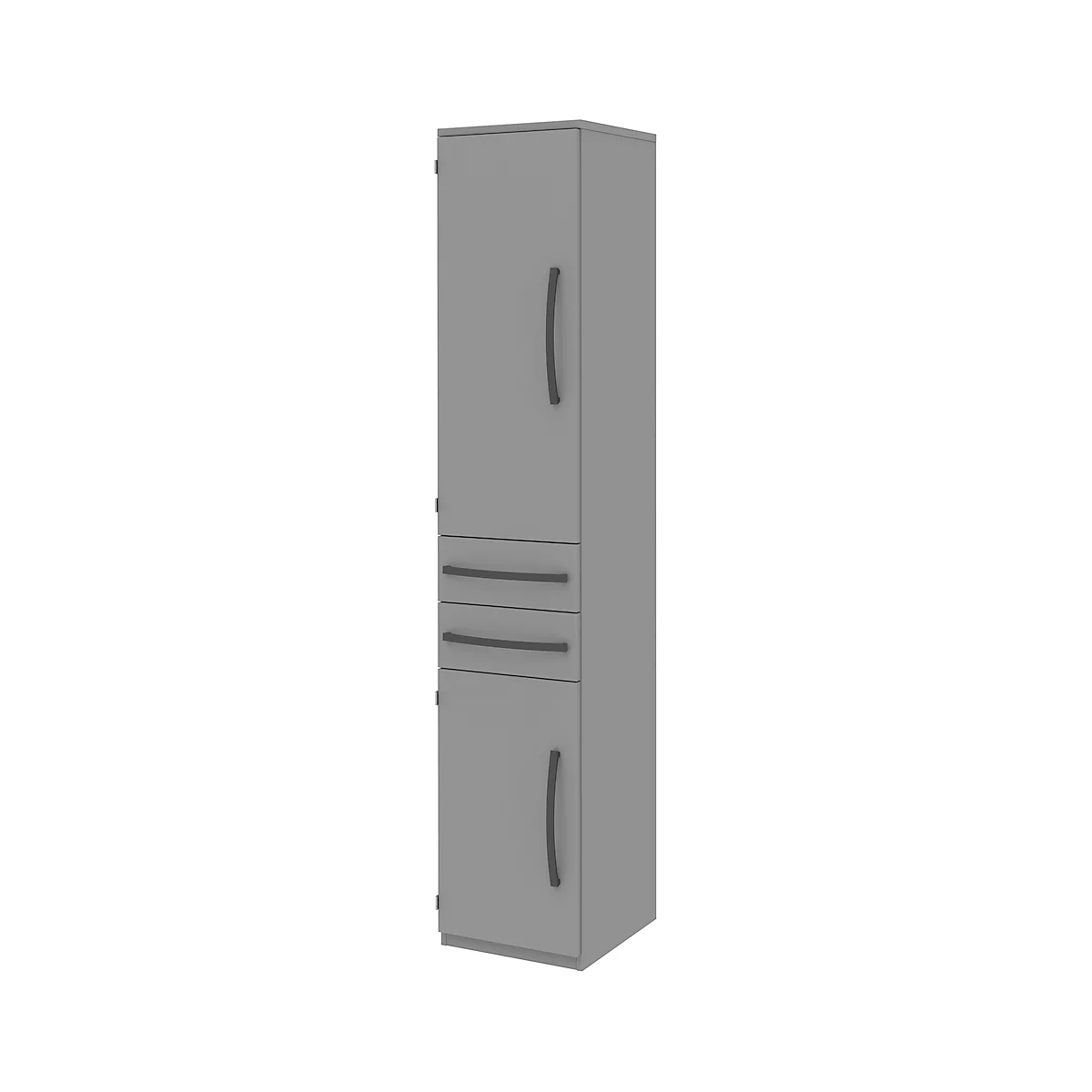 Aktenschrank BARI, 6 OH, 3 Böden, 2 Schübe, Türanschlag links, B 427 x T 430 x H 2174 mm, m.grau/m.grau/anthrazit