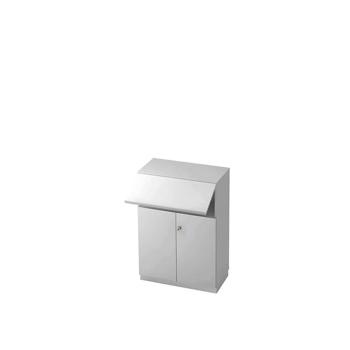 Aktenschrank mit Sicherheitsklappe, 3 OH, B 800 x T 420 mm, lichtgrau