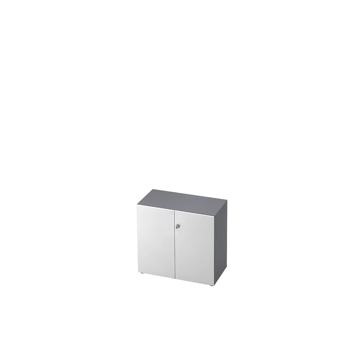 Aktenschrank TOPAS LINE, 2 Ordnerhöhen, Türen abschließbar, graphit/weiß
