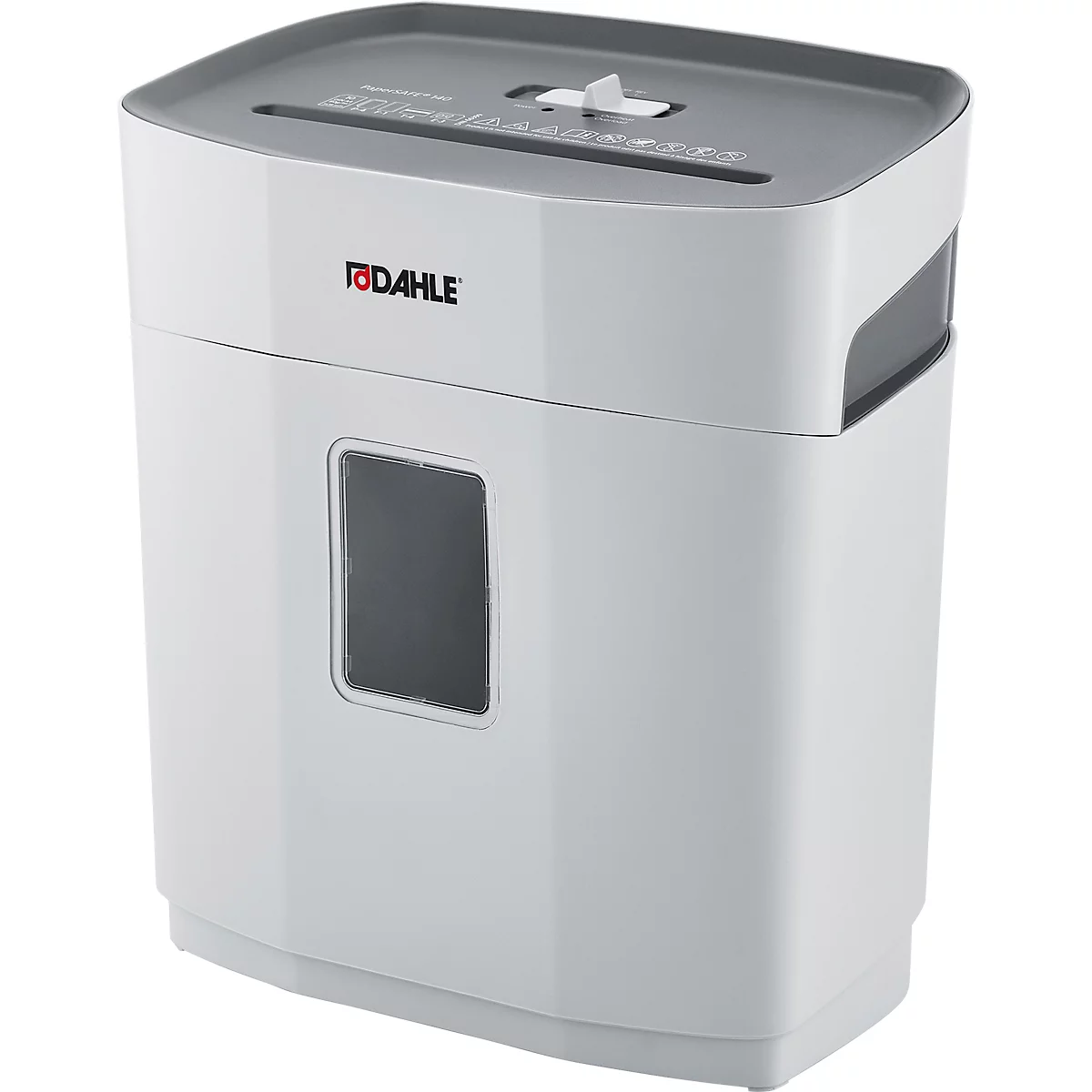 Aktenvernichter Dahle PaperSAFE 100, Partikelschnitt 5 x 18 mm, P-4, 12 l, 5 Blatt Schnittleistung, grau