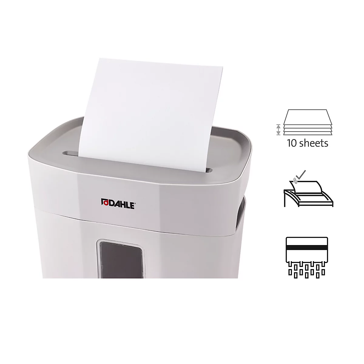 Aktenvernichter Dahle PaperSAFE 140, Partikelschnitt 5 x 18 mm, P-4, 12 l, 10 Blatt Schnittleistung, B 347 x T 217 x H 366 mm
