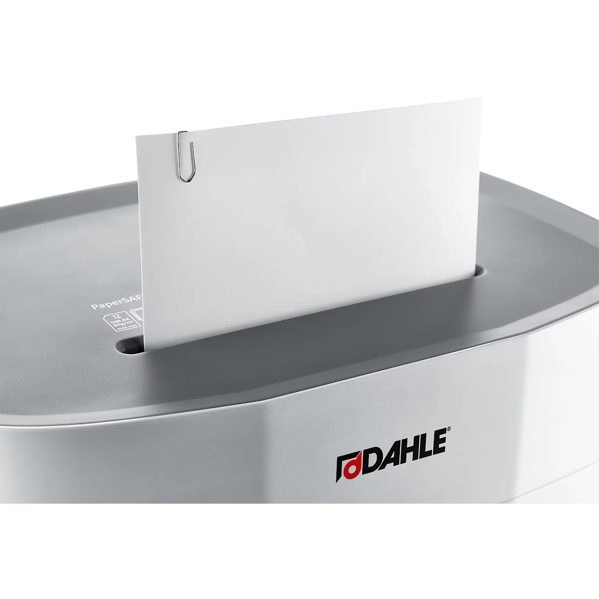 Aktenvernichter Dahle PaperSAFE® 260, Partikelschnitt 4 x 12 mm, P-4, 25 l, 1-12 Blatt Schnittleistung, mit Rollen, grau