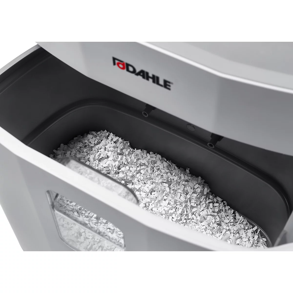 Aktenvernichter Dahle PaperSAFE® 260, Partikelschnitt 4 x 12 mm, P-4, 25 l, 1-12 Blatt Schnittleistung, mit Rollen, grau