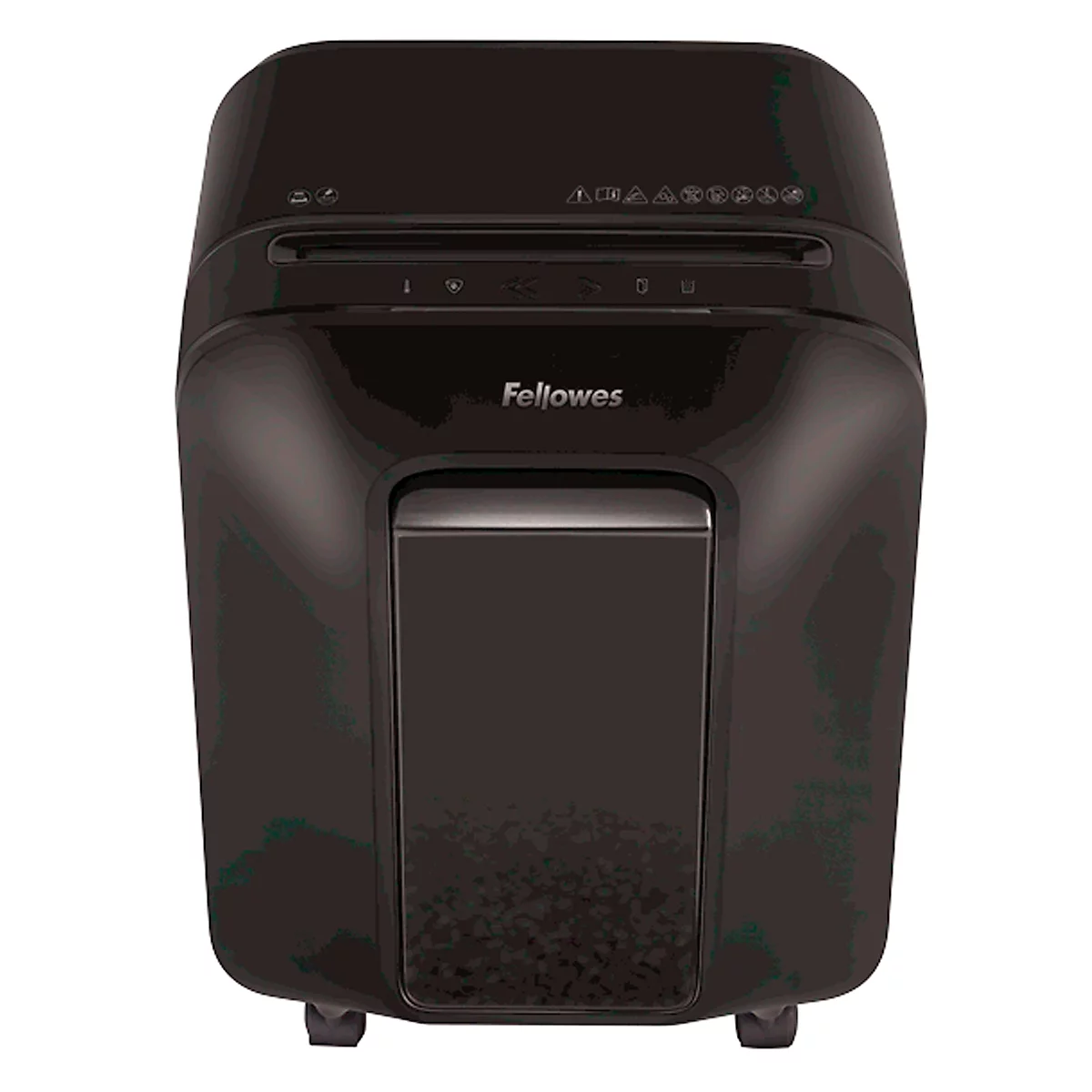 Aktenvernichter Fellowes® Powershred LX 200, Partikelschnitt 4 x 12 mm, P-4, 22 l, 12 Blatt Schnittleistung, mit Rollen, schwarz