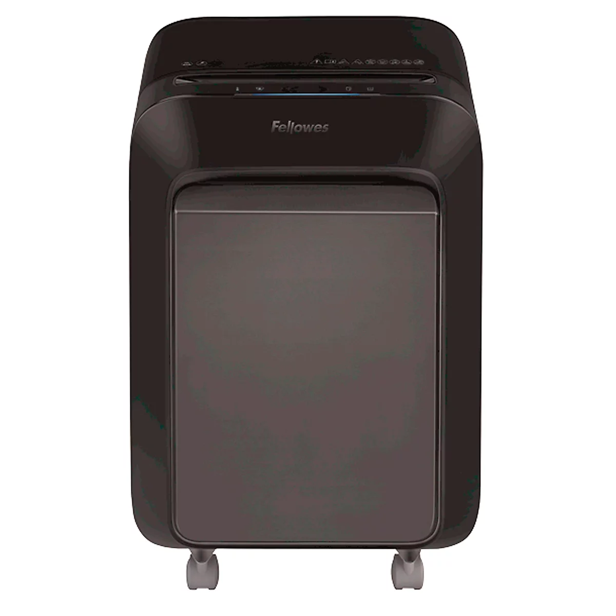 Aktenvernichter Fellowes® Powershred LX 210, Partikelschnitt 4 x 12 mm, P-4, 23 l, 16 Blatt Schnittleistung, mit Rollen, schwarz